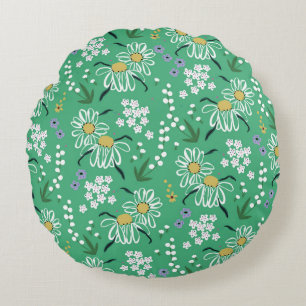 Coussins Ronds vintage Fleurs rétro à main et bo plante