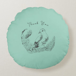 Coussins Ronds Vintage Garden Bird – Black-White Botanical Thanks