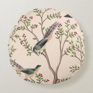 Coussins Ronds Vintage garden tree, bird floral seamless 