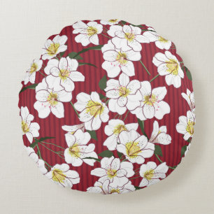 Coussins Ronds vintage Motif sans couture main dessinée jardin b