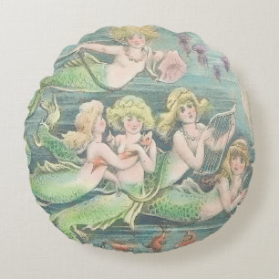 Coussins Ronds Vintage sirène d'Imaginaire nautique, sois une sir