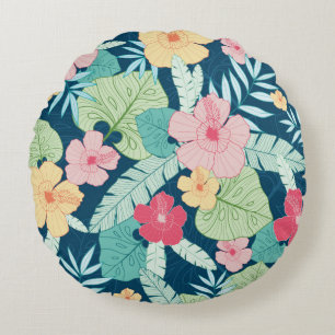 Coussins Ronds vintage tropical hawaïen sans couture motif