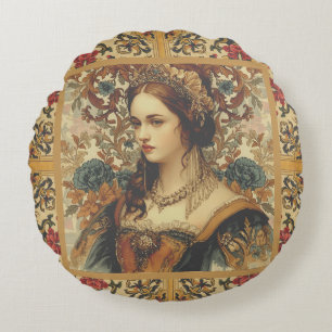 Coussins Ronds Vintage,Une noble dame belle et élégante