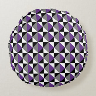 Coussins Ronds Violet, gris, noir et blanc Carré et diamant