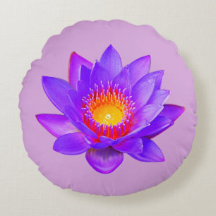 Coussins Ronds Violet Lotus Flower sur Violet