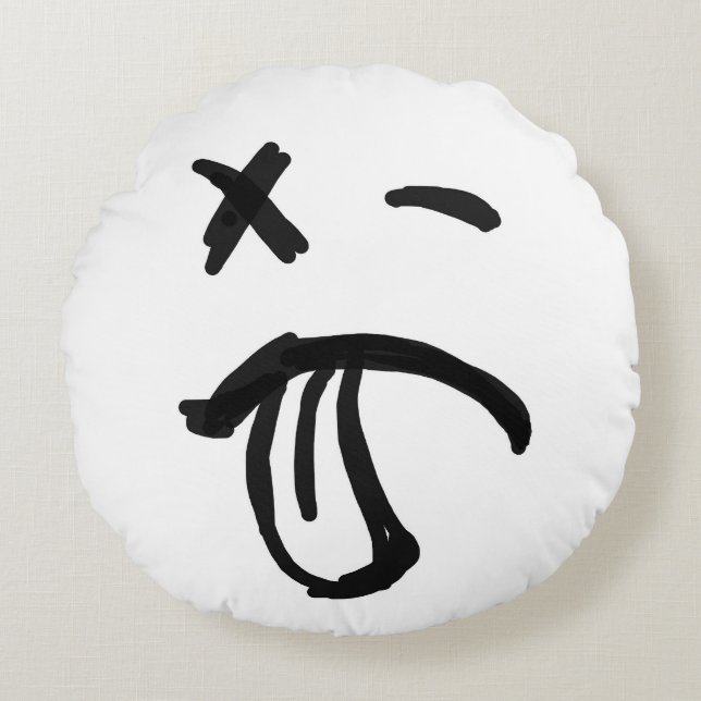 Coussins Ronds Visage avec oeil noir et langue s'écartant (Devant)