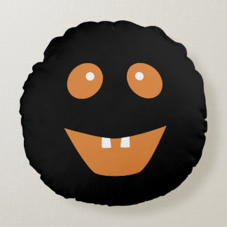 Coussins Ronds visage citrouille souriant