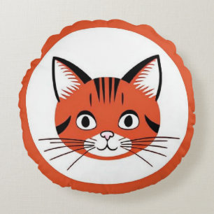 Coussins Ronds Visage de chat de dessin animé mignon avec design