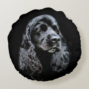 Coussins Ronds Visage noir de cocker