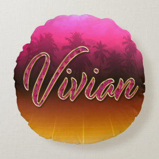 Coussins Ronds Vivian Prénom Golden Pink Oreillers