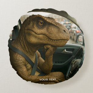 Coussins Ronds Voiture de conduite Imaginaire Dinosaur