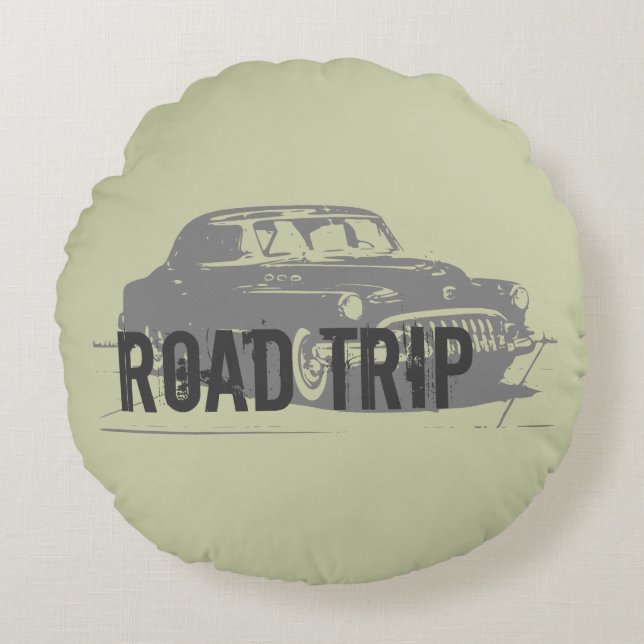 Coussins Ronds Voiture Vintage Voyage (Devant)
