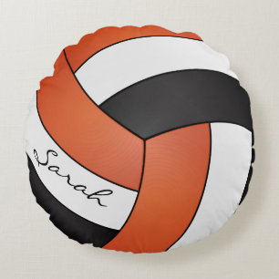 Coussins Ronds Volley-ball orange, noir et blanc   Nom DO-IT-YOUR