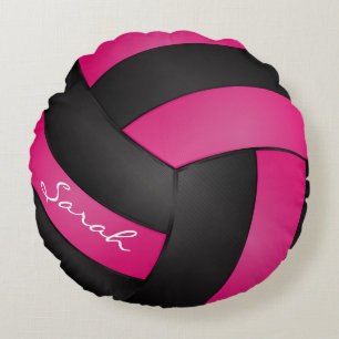 Coussins Ronds Volley-ball rose et noir chaud Nom DO-IT-YOURSEL