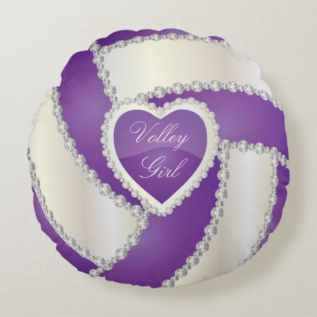 Coussins Ronds Volley-ball sport | Texte do-it-yourself | Violet (Devant)