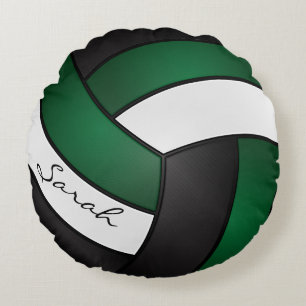 Coussins Ronds Volley-ball vert foncé, noir et blanc   Nom DO-IT-