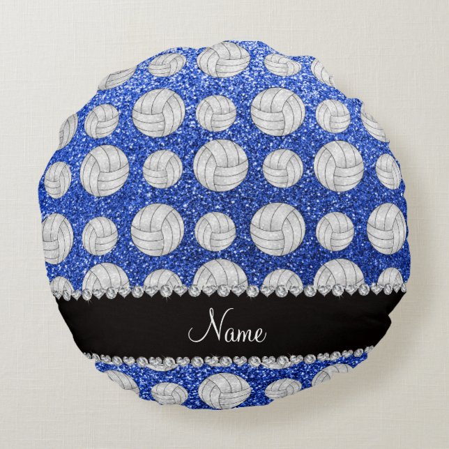 Coussins Ronds Volleyballs bleus nommés faits sur commande de (Dos)