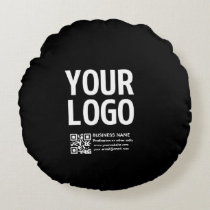 Coussins Ronds Votre logo avec code QR et texte modifiables 