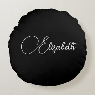 Coussins Ronds Votre Propre Nom Ou WordNoir Et Blanc Typographie