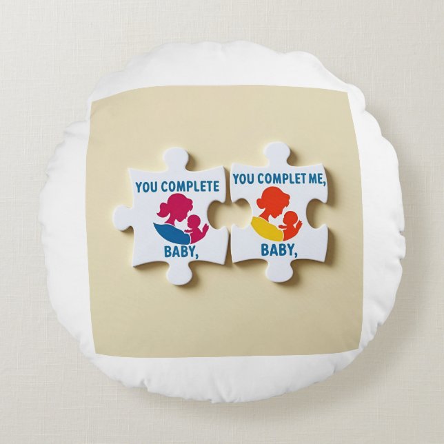 Coussins Ronds Vous Me Complétez, Pièce De Puzzle Du Bébé (Devant)