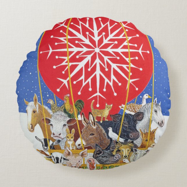 Coussins Ronds Voyage de Noël (Devant)