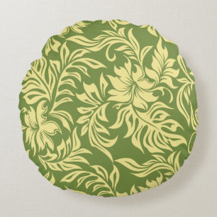 Coussins Ronds Waikiki Hibiscus Hawaiian Pareau Floral