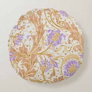 Coussins Ronds Walter Crane Arts & Crafts Art floral pourpre