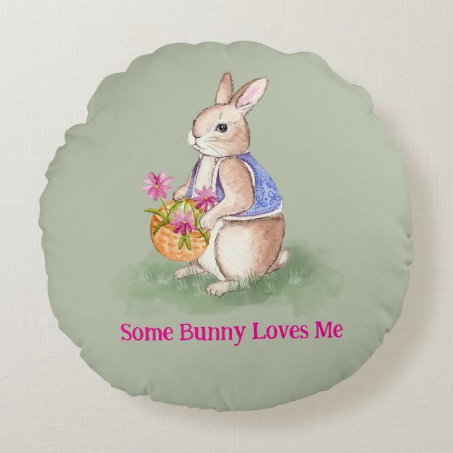 Coussins Ronds Watercolor Easter Bunny (Devant)