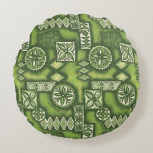 Coussins Ronds Wave Warrior Hawaiian Tapa