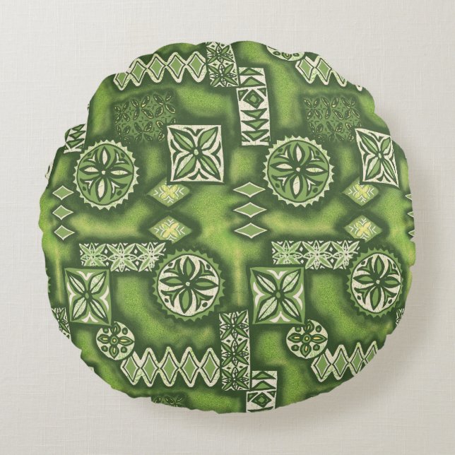 Coussins Ronds Wave Warrior Hawaiian Tapa (Devant)
