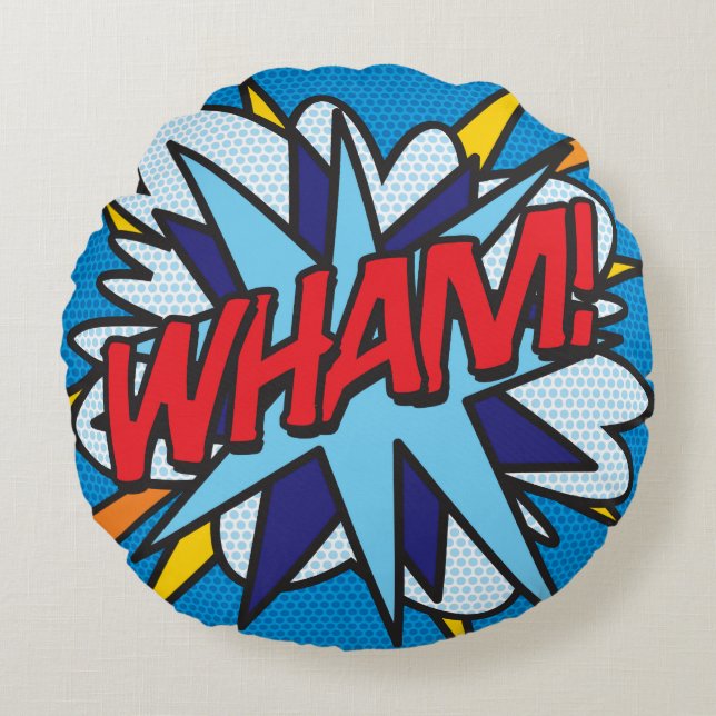 Coussins Ronds WHAM KA-POW Fun Retro Comic Book Pop Art (Devant)