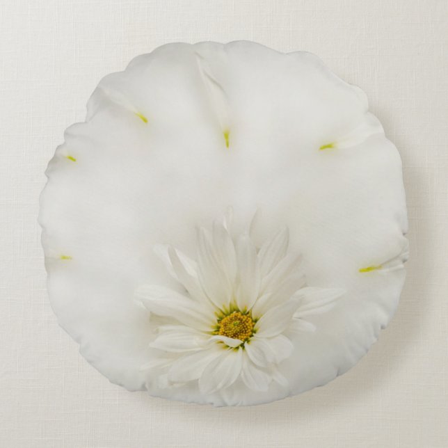 Coussins Ronds White Daisy Flower Round Pillow (Devant)
