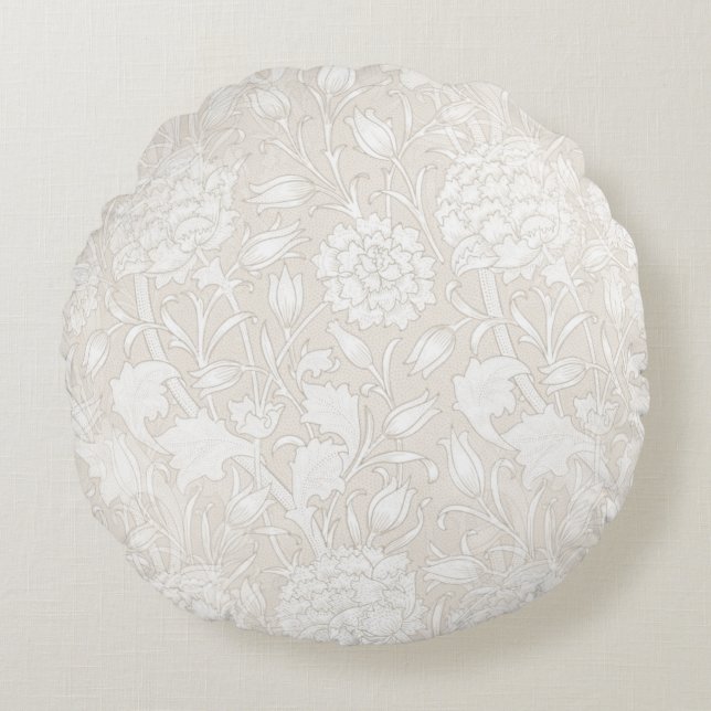 Coussins Ronds William Morris Motif Floral à Sepia (Devant)