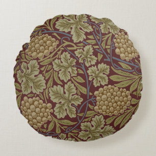 Coussins Ronds William Morris Vine Grappe Rouge Vert Art