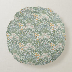 Coussins Ronds William Morris Vintage Floral Jardin bleu jaune