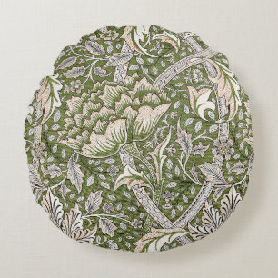 Coussins Ronds : William Morris Windrush Motif Vert : Vintage