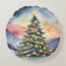 Winter Christmas Tree Snowy Sunset Scenery