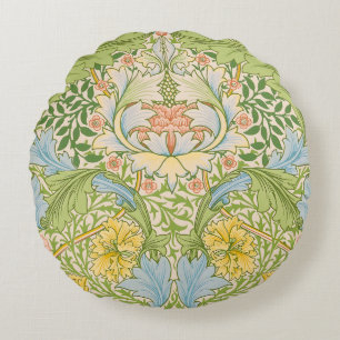 Coussins Ronds Wm Morris Myrtle Floral Art Nouveau Pastel