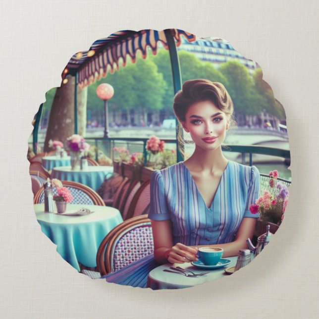 Coussins Ronds Woman in restaurant (Devant)