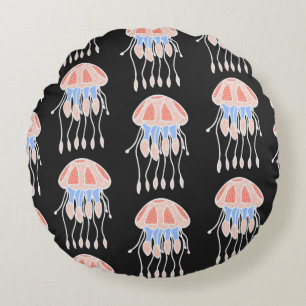 Coussins Ronds Wonderful vintage seamless pattern of jellyfish. B
