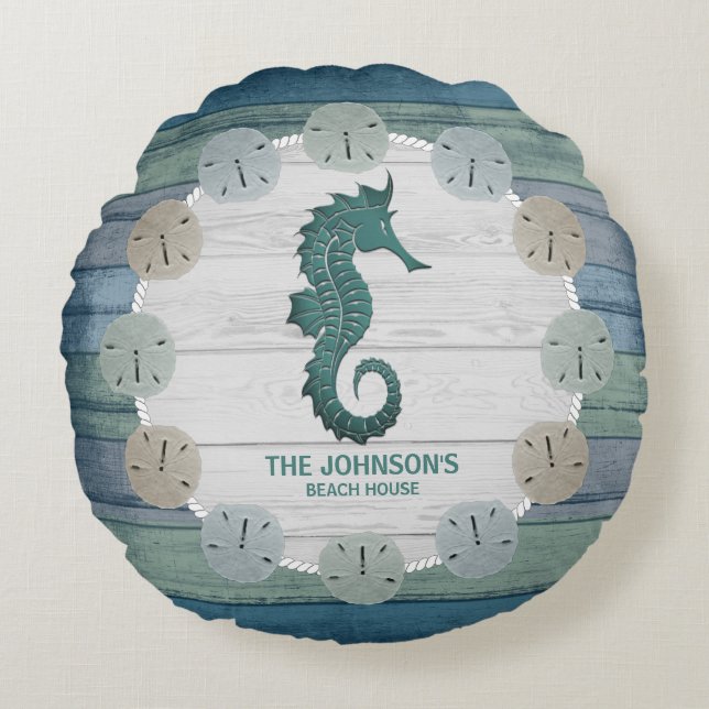 Coussins Ronds Wood and Seahorse (Devant)