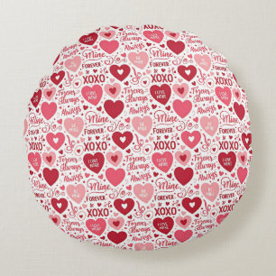 Coussins Ronds XOXO et toujours mienne Saint-Valentin