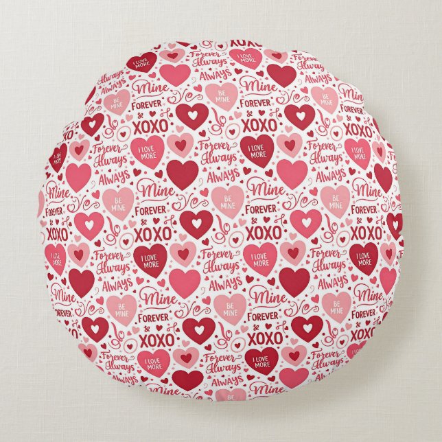 Coussins Ronds XOXO et toujours mienne Saint-Valentin  (Devant)
