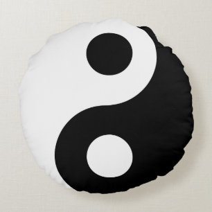 Coussins Ronds Yin Yang noir et blanc
