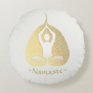Coussins Ronds Yoga Instructeur Studio Méditation Pose Bodhi Leaf