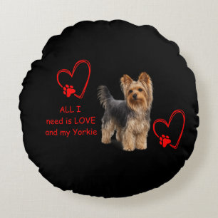 Coussins Ronds Yorkie mignon Oreiller de chien photoréaliste