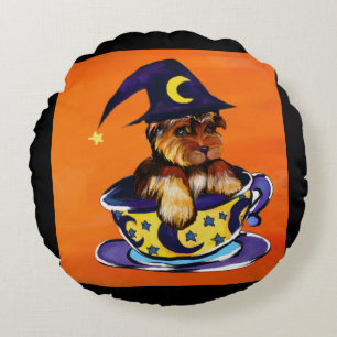 Coussins Ronds Yorkie Poo Halloween