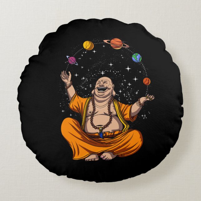 Coussins Ronds Zen Yoga Bouddha Jongler Planètes spatiales Médita (Devant)