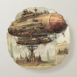 Coussins Ronds Zeppelin Steampunk vintage (10) Papier Tissu