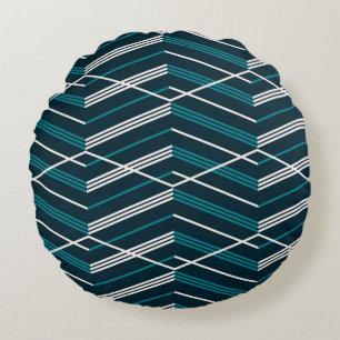 Coussins Ronds zigzag Abstrait : élégant vintage géométrique.